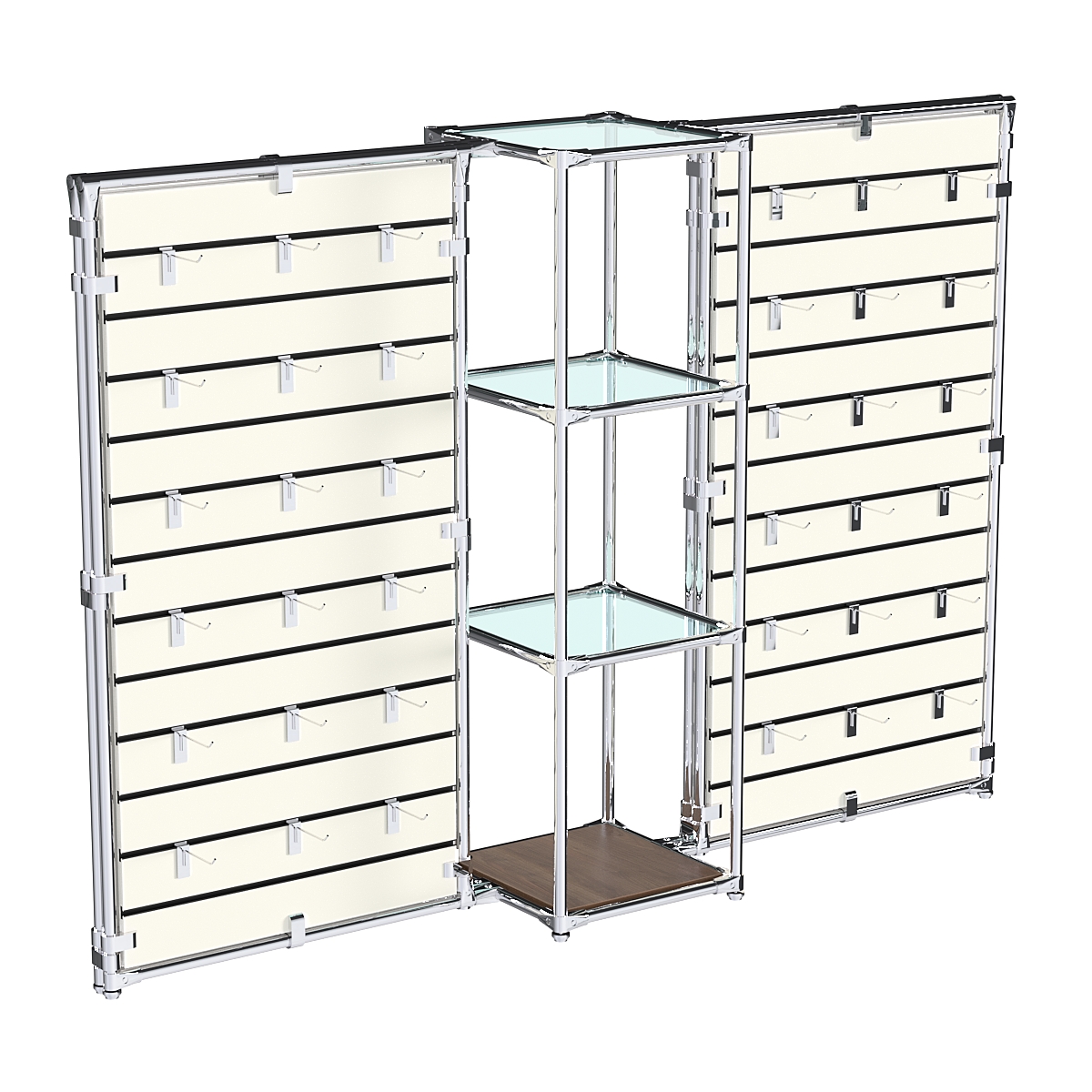 Хромированное вешало ЩИТ №2-1 с полками стекло 6мм Орех