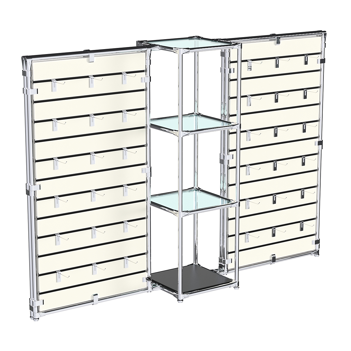 Хромированное вешало ЩИТ №2-1 с полками стекло 6мм Черный