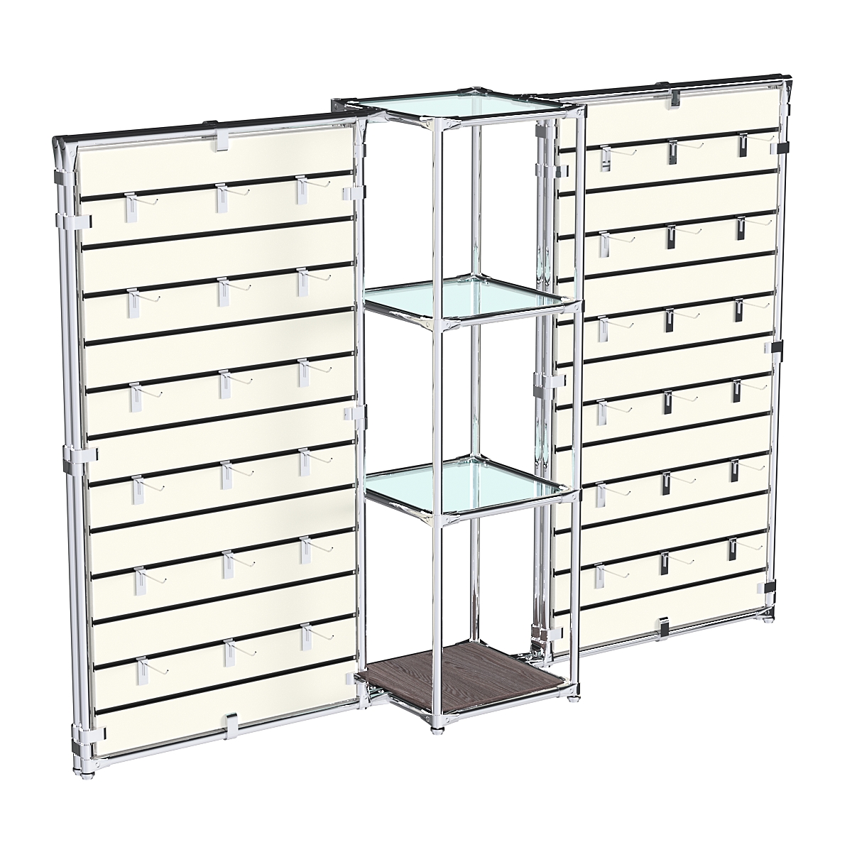 Хромированное вешало ЩИТ №2-1 с полками стекло 6мм Ясень Анкор темный