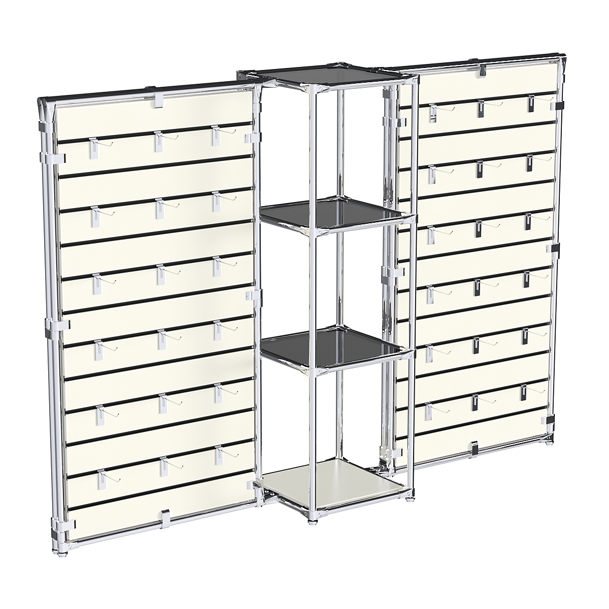 Хромированное вешало ЩИТ №2-2 с тонированными полками стекло 8мм Белый