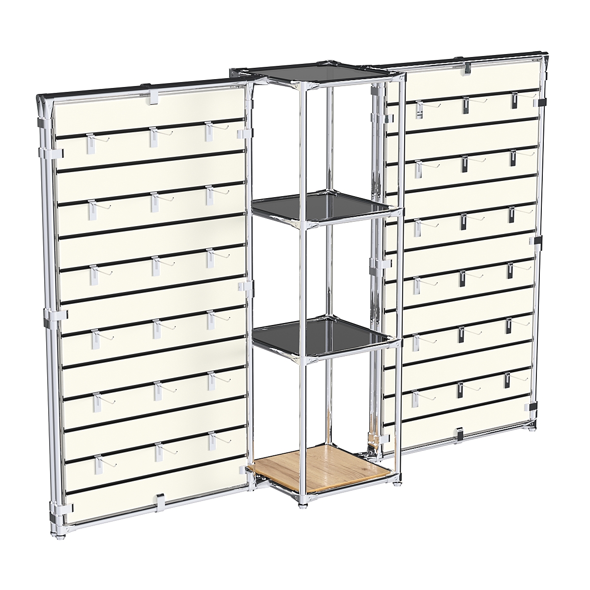 Хромированное вешало ЩИТ №2-2 с тонированными полками стекло 8мм Дуб Золотистый