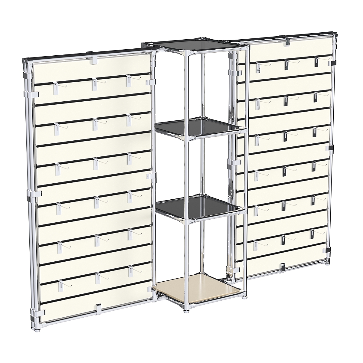 Хромированное вешало ЩИТ №2-2 с тонированными полками стекло 8мм Крем Вайс