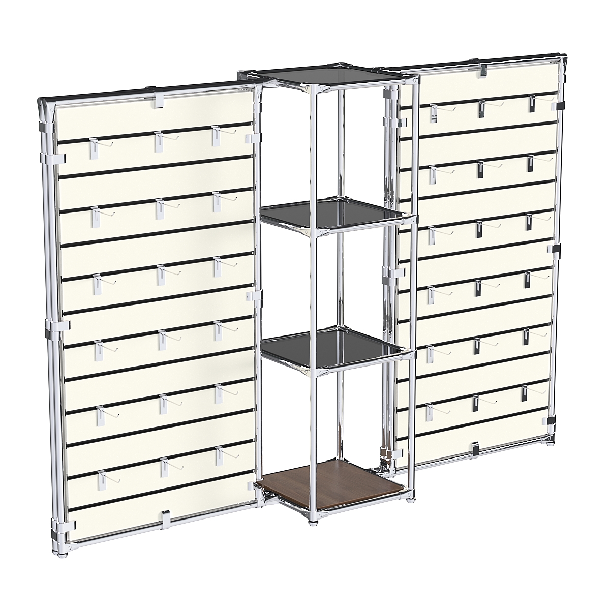 Хромированное вешало ЩИТ №2-2 с тонированными полками стекло 8мм Орех