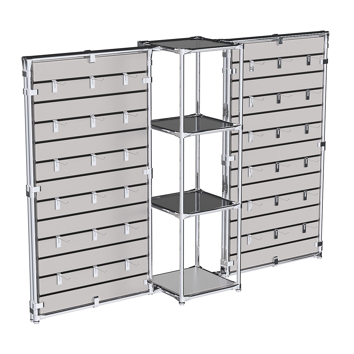 Хромированное вешало ЩИТ №2-2 с тонированными полками стекло 8мм Серый