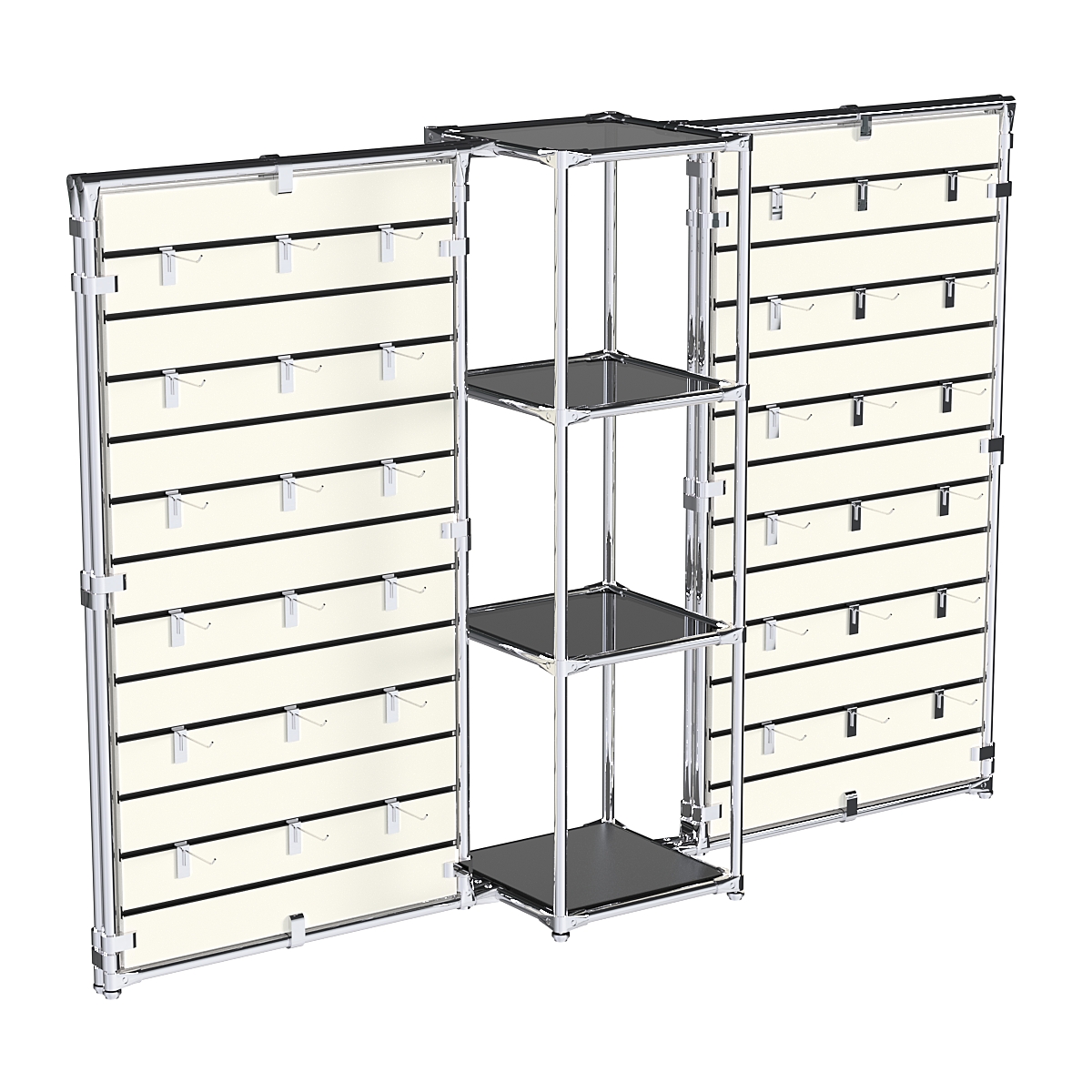 Хромированное вешало ЩИТ №2-2 с тонированными полками стекло 8мм Черный