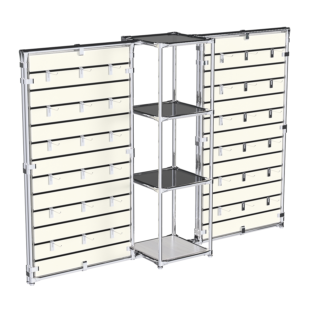 Хромированное вешало ЩИТ №2-2 с тонированными полками стекло 8мм Ясень Анкор светлый