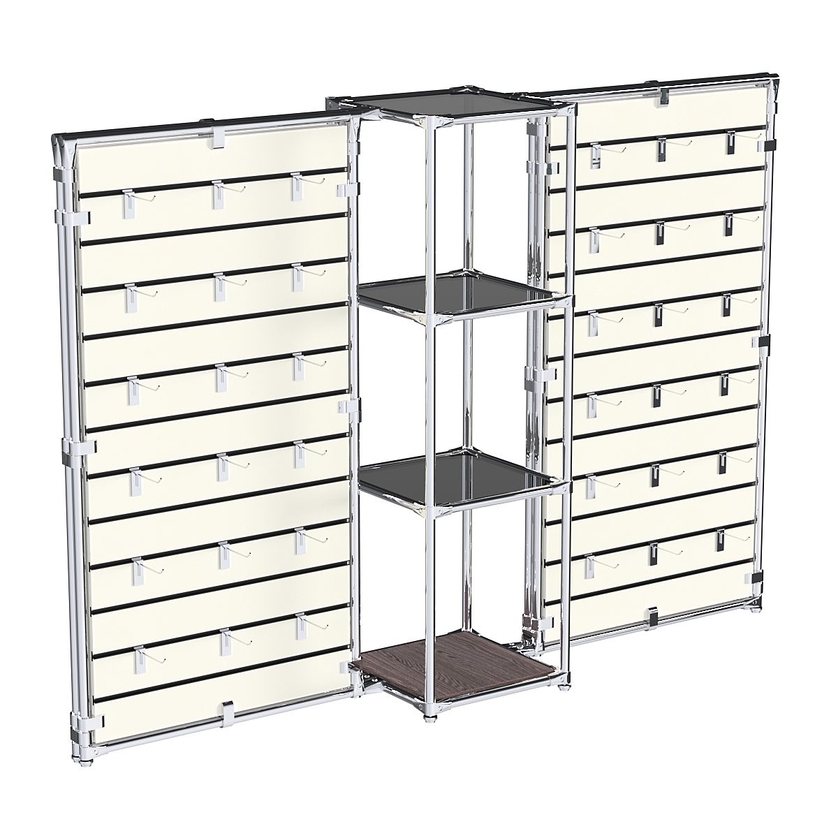 Хромированное вешало ЩИТ №2-2 с тонированными полками стекло 8мм Ясень Анкор темный