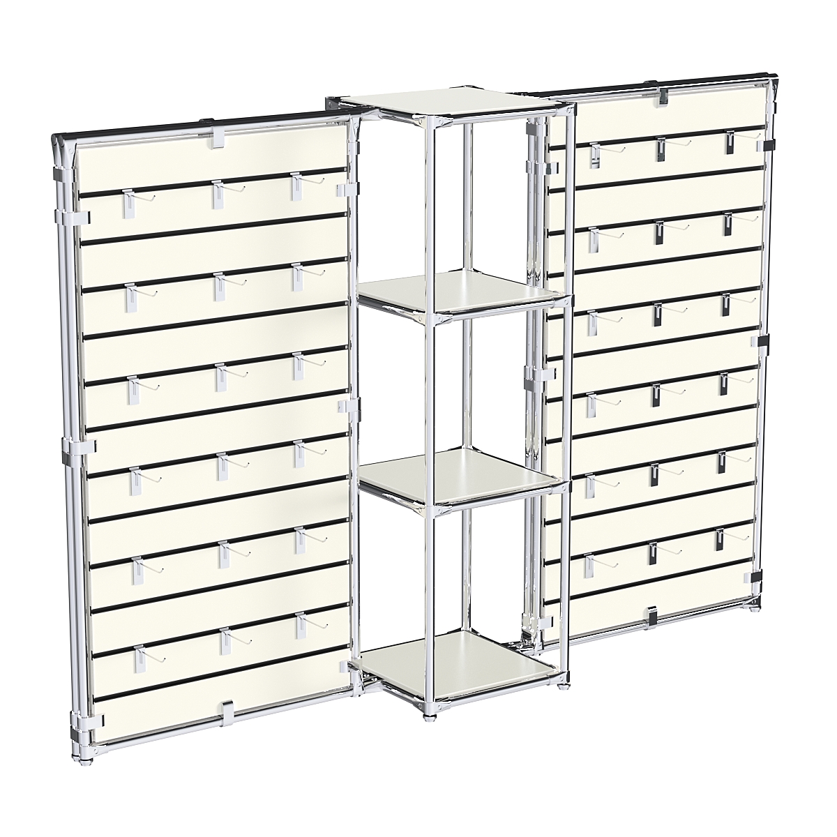 Хромированное вешало ЩИТ №2-3 с полками ДСП 16мм Белый