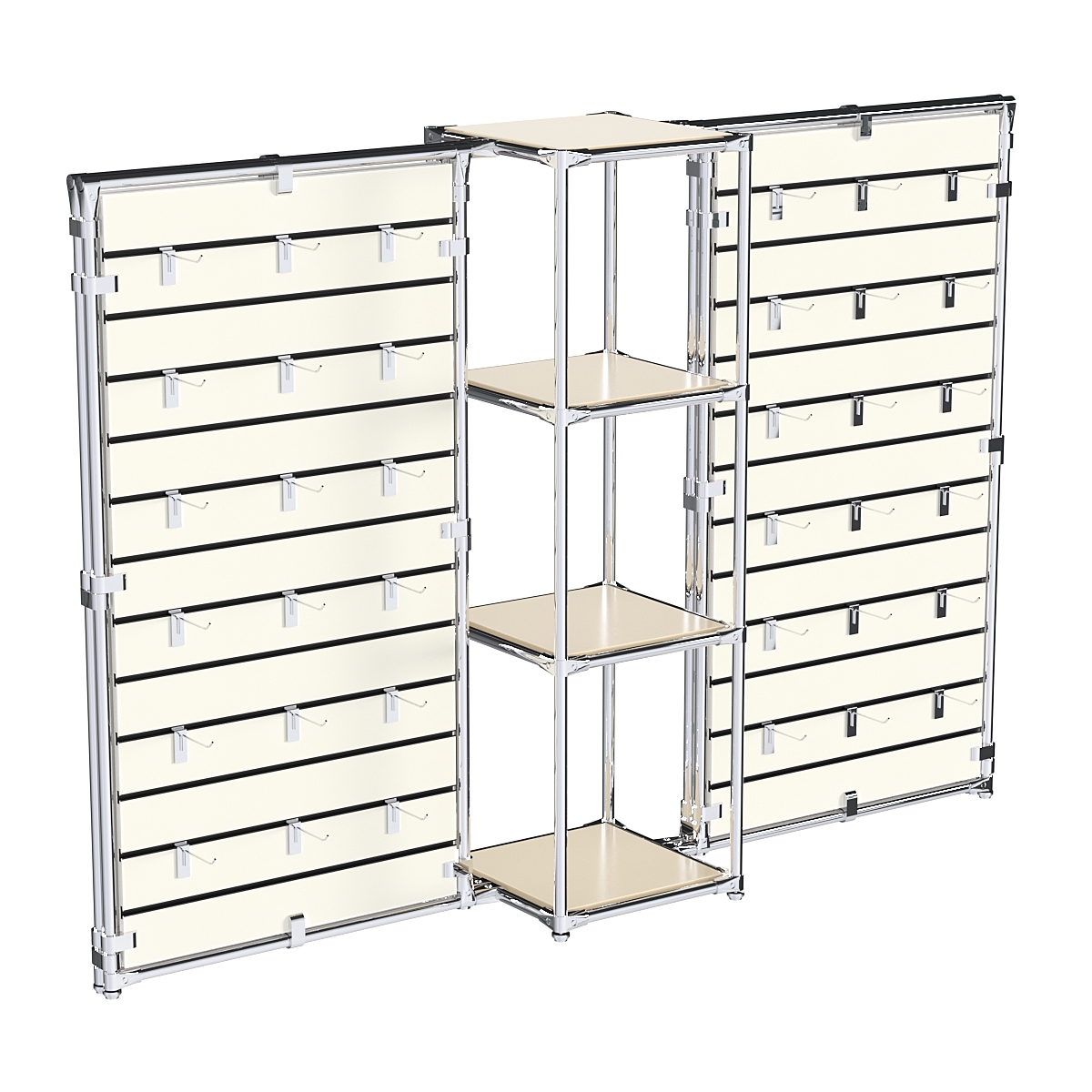 Хромированное вешало ЩИТ №2-3 с полками ДСП 16мм Крем Вайс