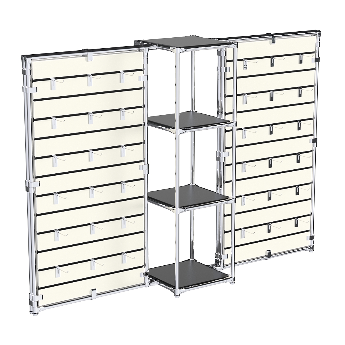 Хромированное вешало ЩИТ №2-3 с полками ДСП 16мм Черный