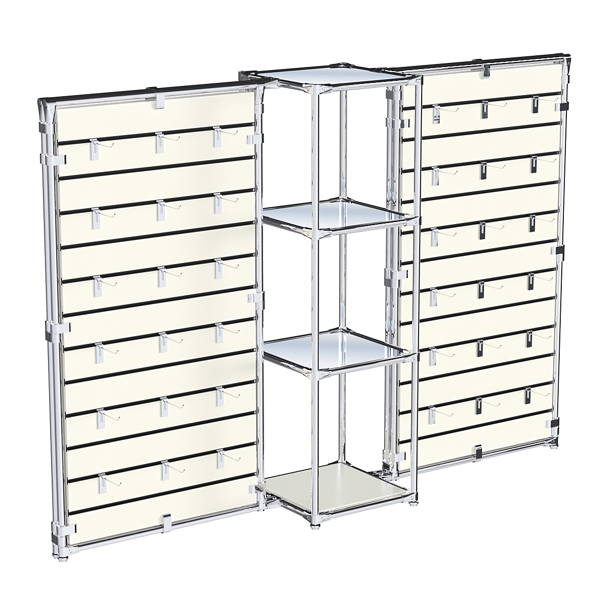 Хромированное вешало ЩИТ №2-4 с зеркальными полками 4мм Белый