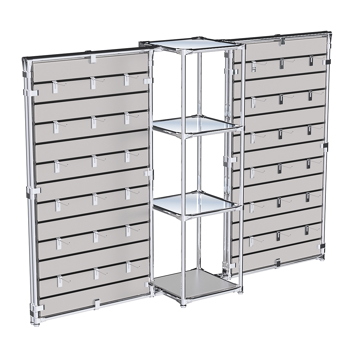 Хромированное вешало ЩИТ №2-4 с зеркальными полками 4мм Серый