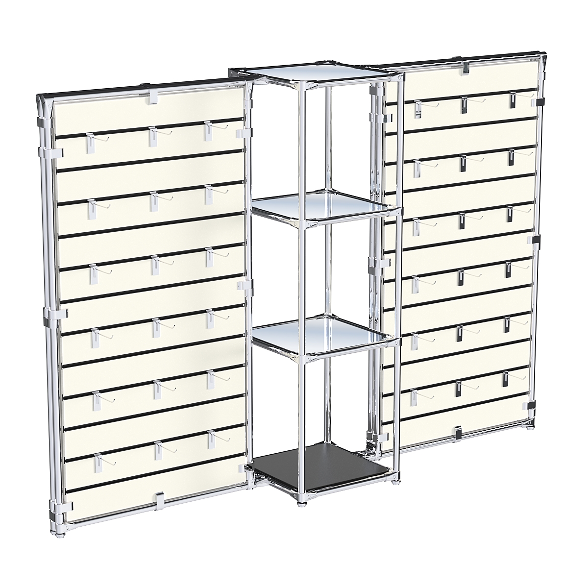 Хромированное вешало ЩИТ №2-4 с зеркальными полками 4мм Черный