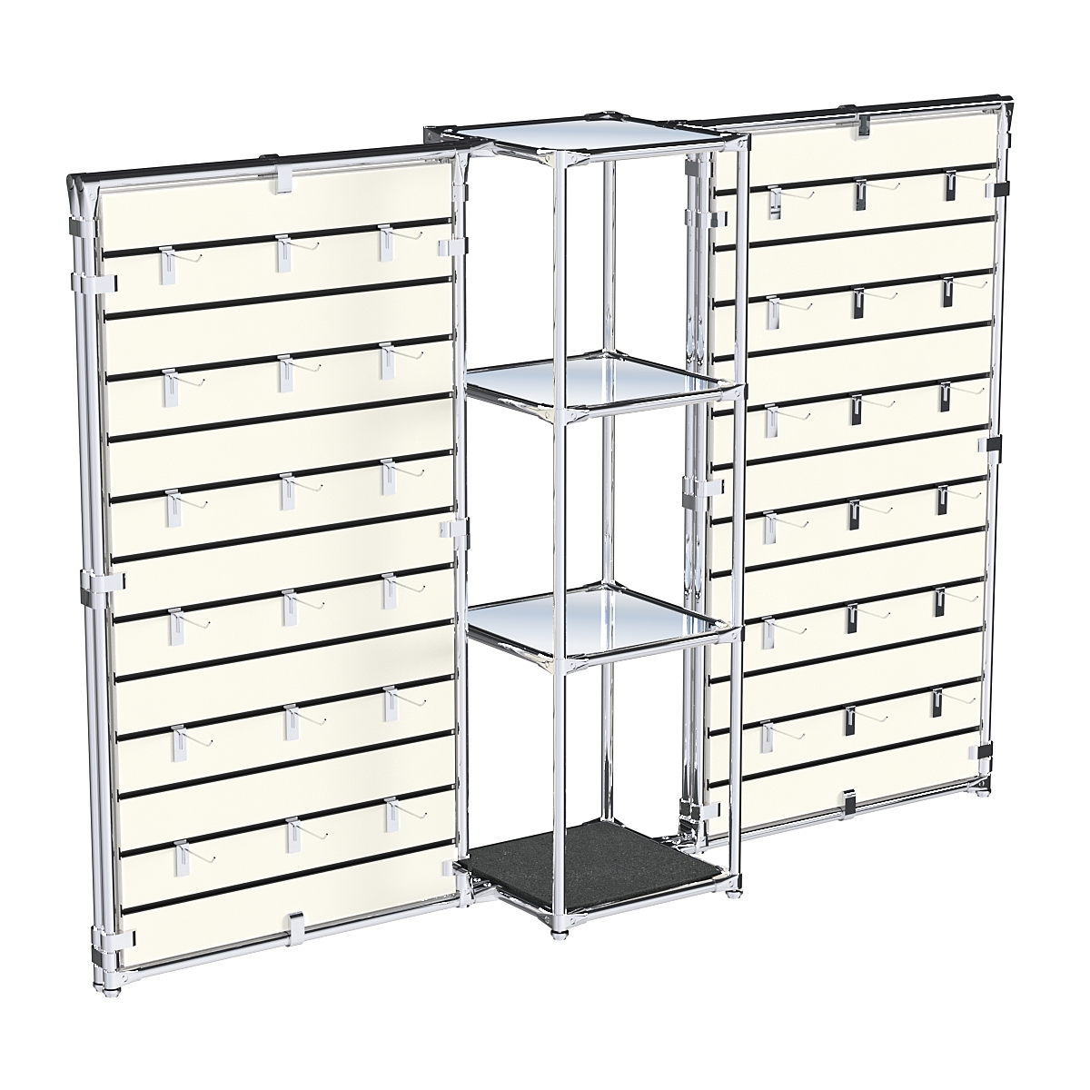 Хромированное вешало ЩИТ №2-4 с зеркальными полками 4мм Антрацит