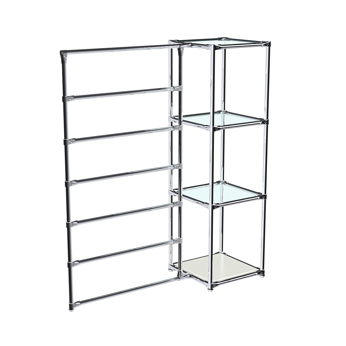 Хромированное вешало ГОРИЗОНТ №1-1 с полками стекло 6мм Белый