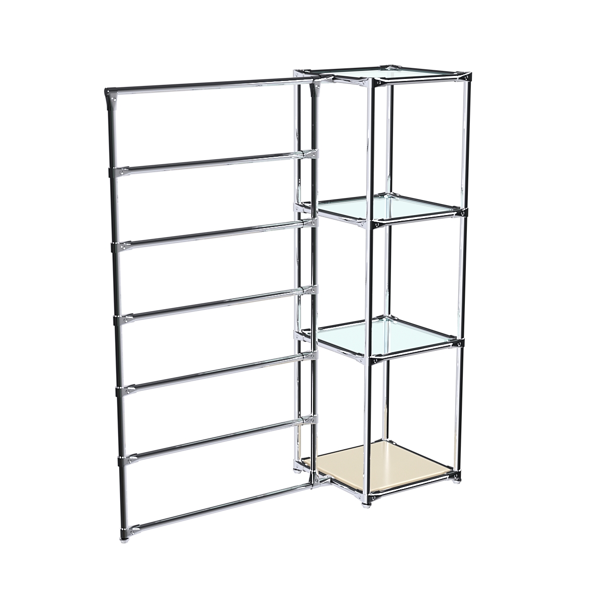 Хромированное вешало ГОРИЗОНТ №1-1 с полками стекло 6мм Крем Вайс