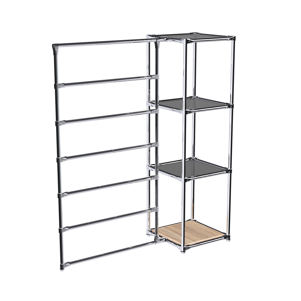 Хромированное вешало ГОРИЗОНТ №1-2 с тонированными полками стекло 8мм Дуб Сонома