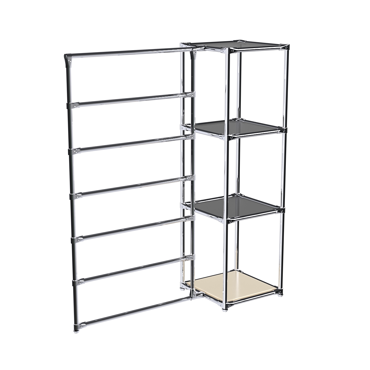 Хромированное вешало ГОРИЗОНТ №1-2 с тонированными полками стекло 8мм Крем Вайс