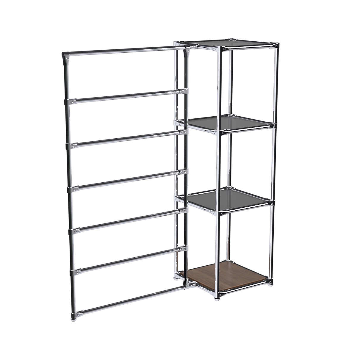 Хромированное вешало ГОРИЗОНТ №1-2 с тонированными полками стекло 8мм Орех