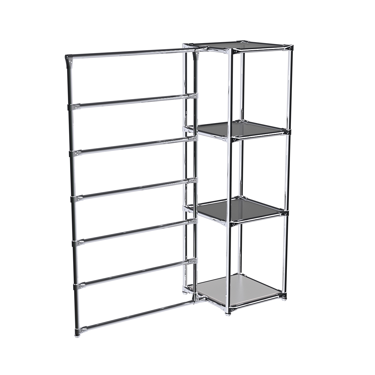 Хромированное вешало ГОРИЗОНТ №1-2 с тонированными полками стекло 8мм Серый