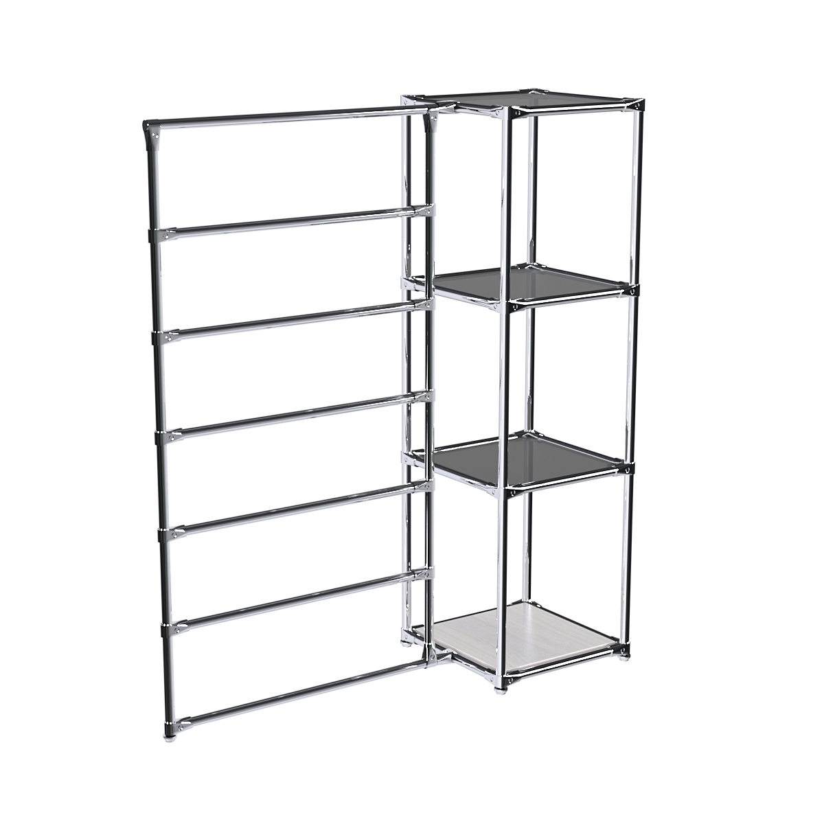 Хромированное вешало ГОРИЗОНТ №1-2 с тонированными полками стекло 8мм Ясень Анкор светлый - U31104