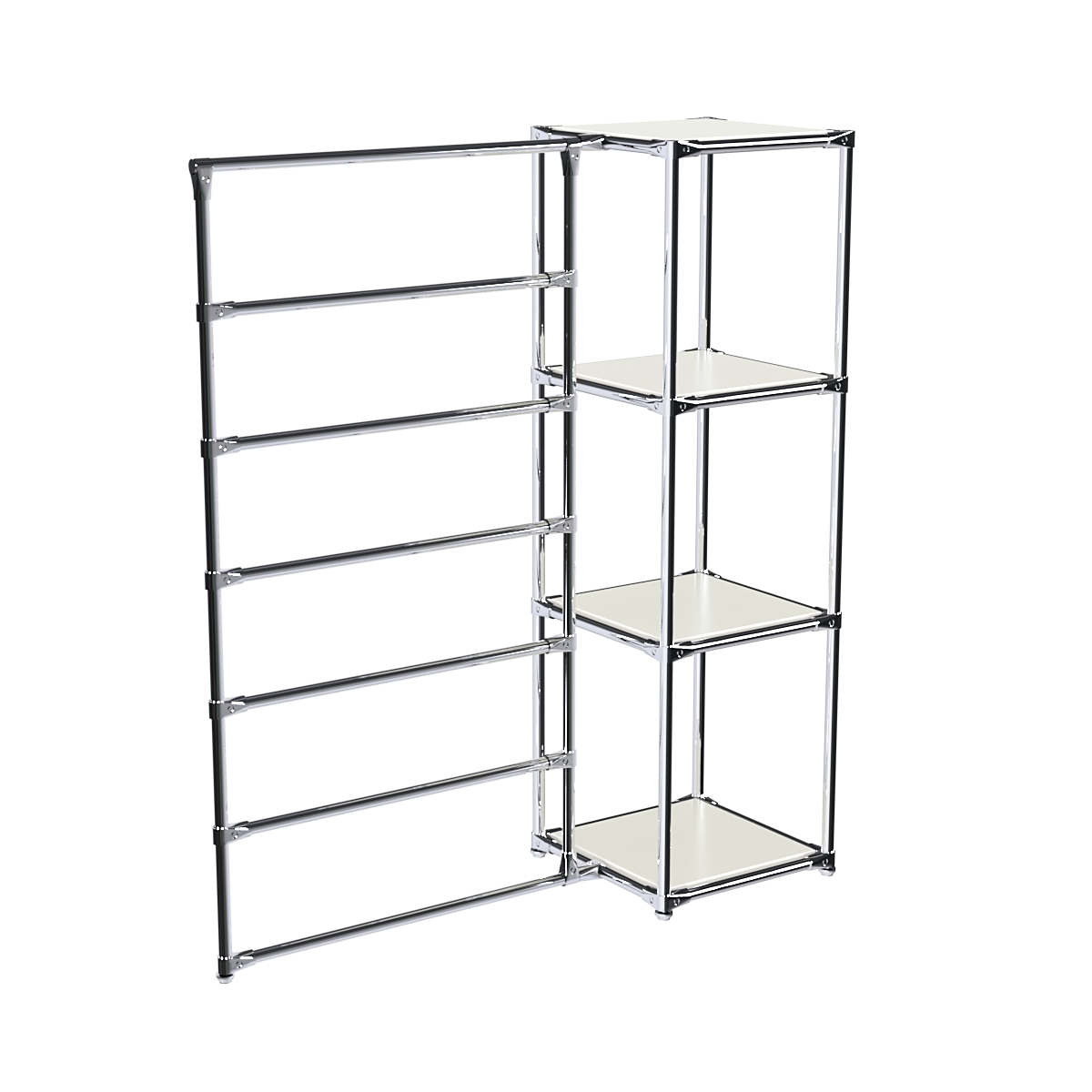 Хромированное вешало ГОРИЗОНТ №1-3 с полками ДСП 16мм Белый