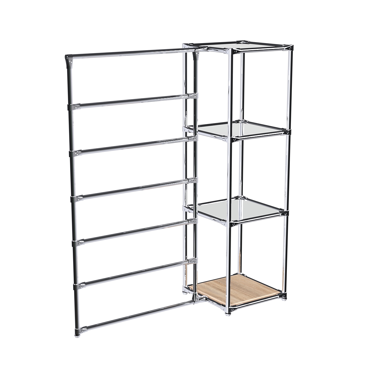 Хромированное вешало ГОРИЗОНТ №1-4 с зеркальными полками 4мм Дуб Сонома