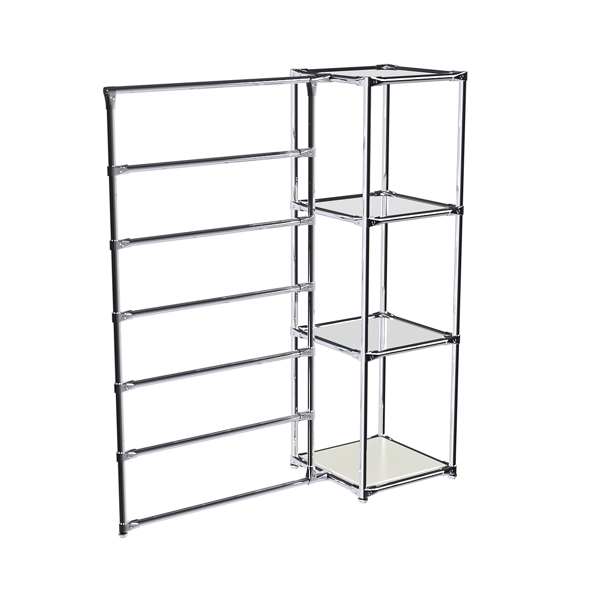 Хромированное вешало ГОРИЗОНТ №1-4 с зеркальными полками 4мм Белый