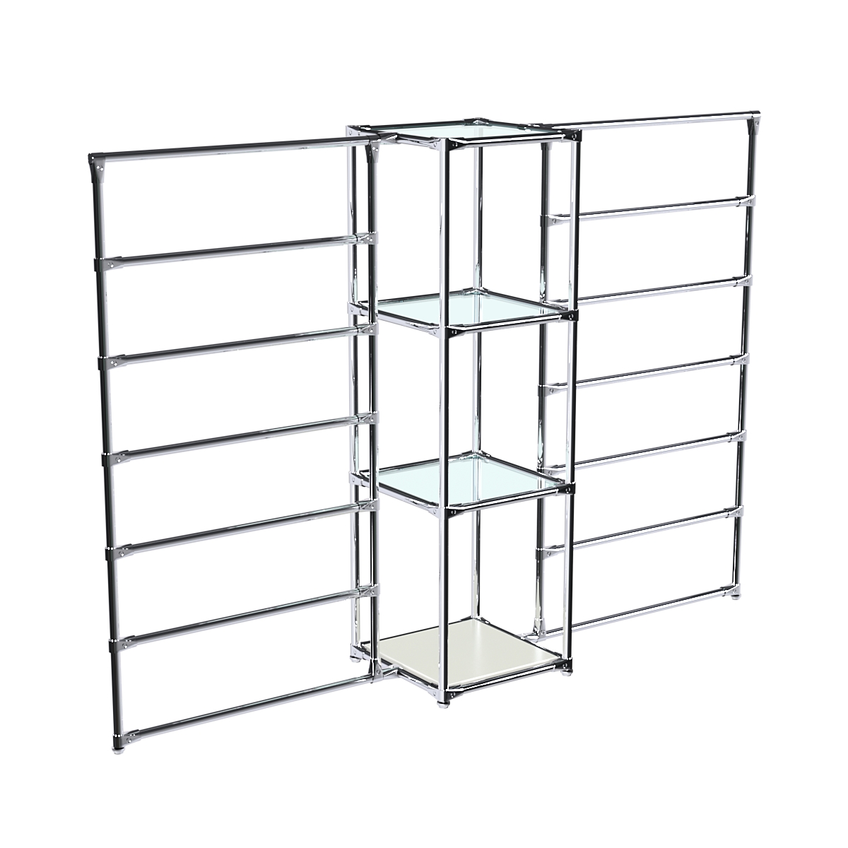 Хромированное вешало ГОРИЗОНТ №2-1 с полками стекло 6мм Белый