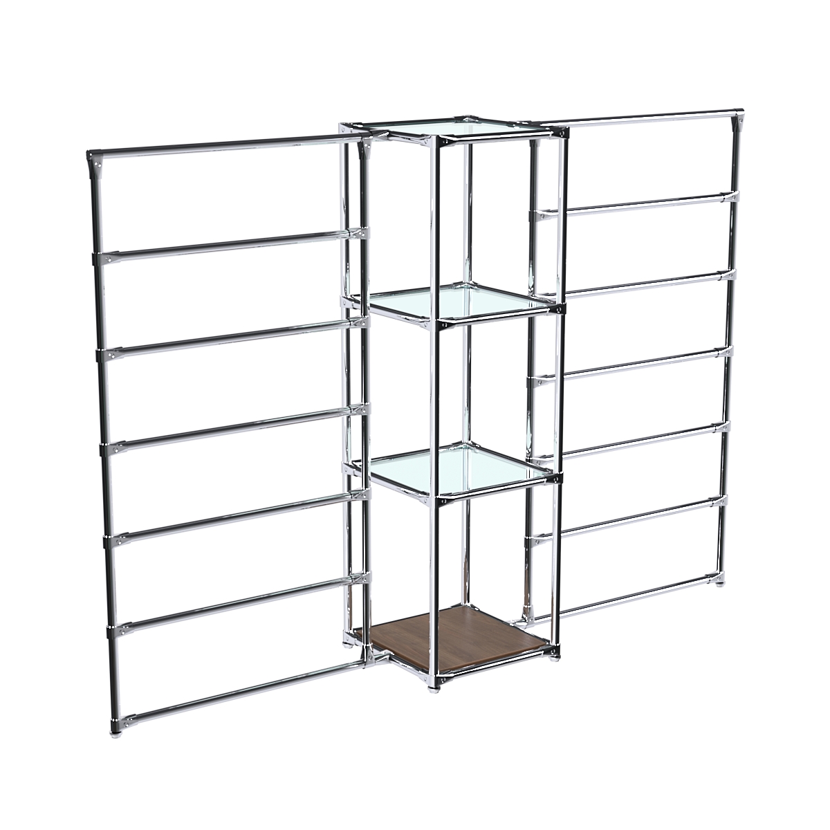 Хромированное вешало ГОРИЗОНТ №2-1 с полками стекло 6мм Орех