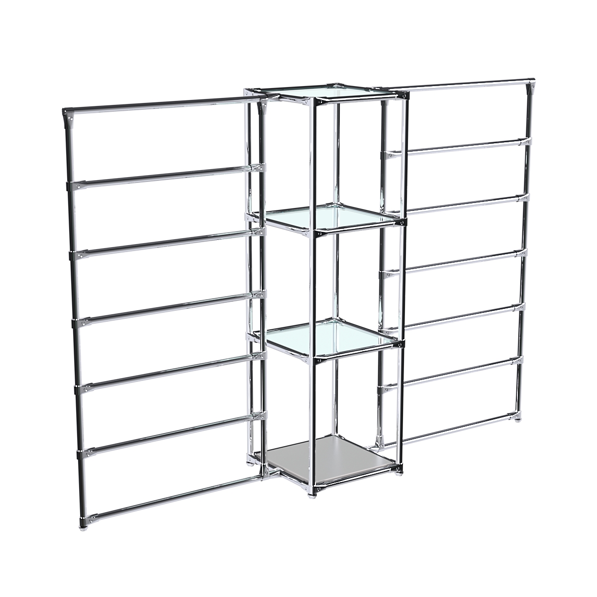 Хромированное вешало ГОРИЗОНТ №2-1 с полками стекло 6мм Серый