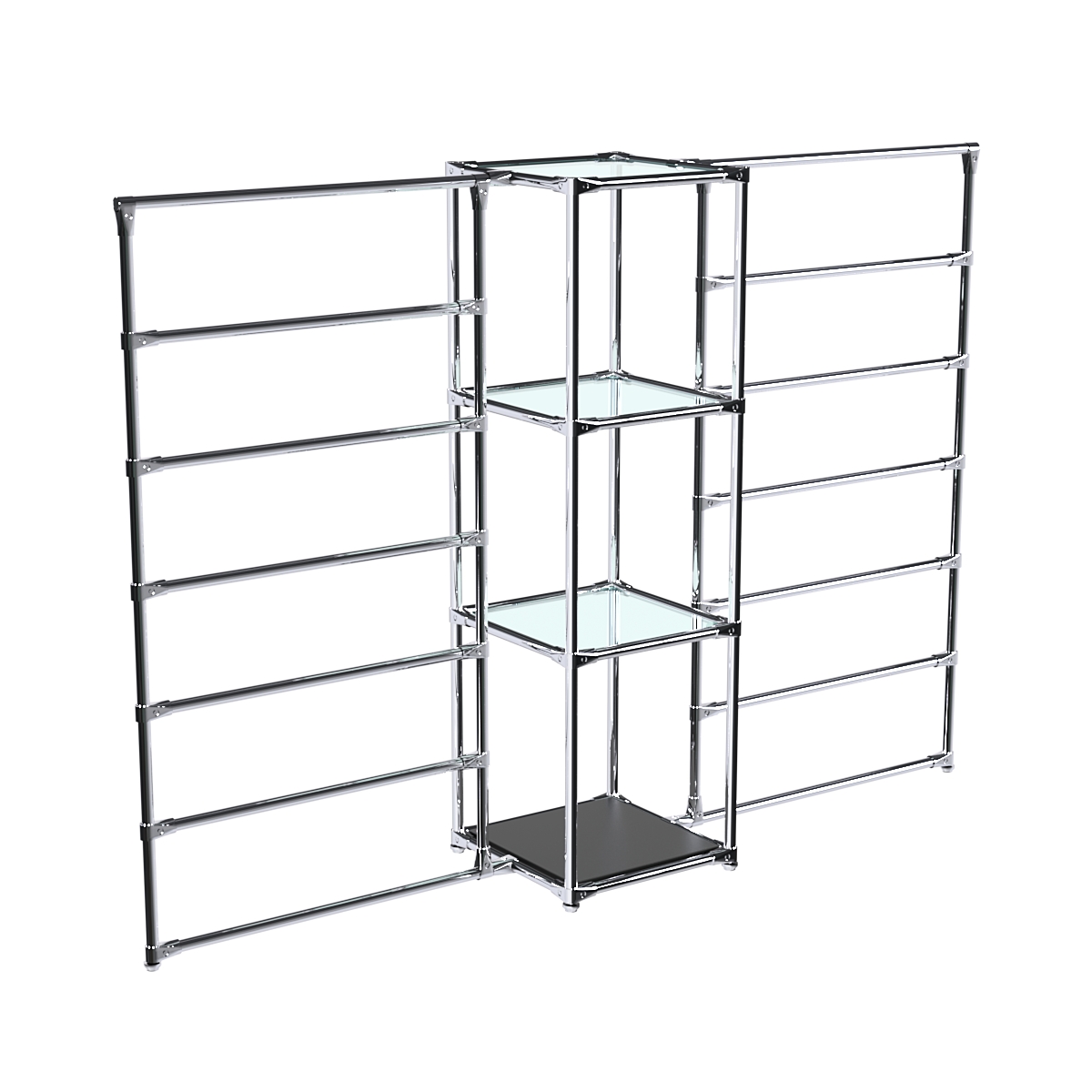 Хромированное вешало ГОРИЗОНТ №2-1 с полками стекло 6мм Черный