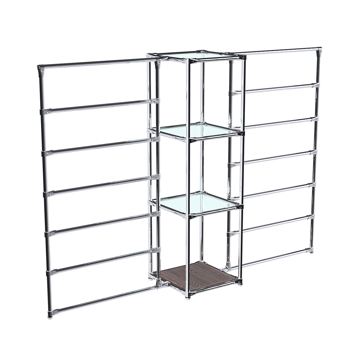 Хромированное вешало ГОРИЗОНТ №2-1 с полками стекло 6мм Ясень Анкор темный - U31105