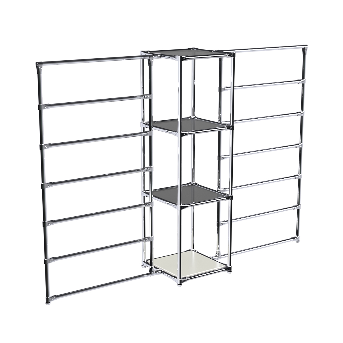 Хромированное вешало ГОРИЗОНТ №2-2 с тонированными полками стекло 8мм Белый