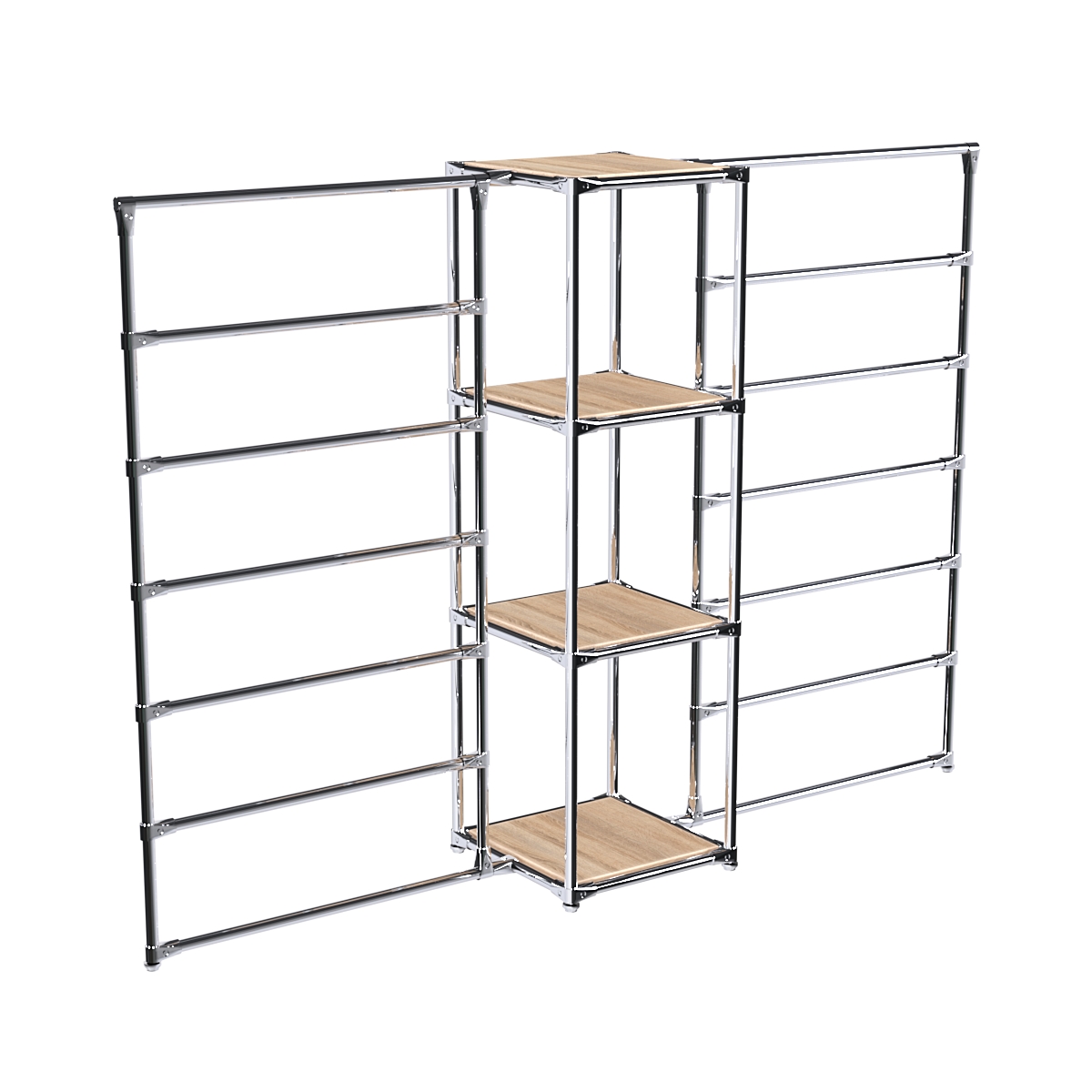 Хромированное вешало ГОРИЗОНТ №2-3 с полками ДСП 16мм Дуб Сонома