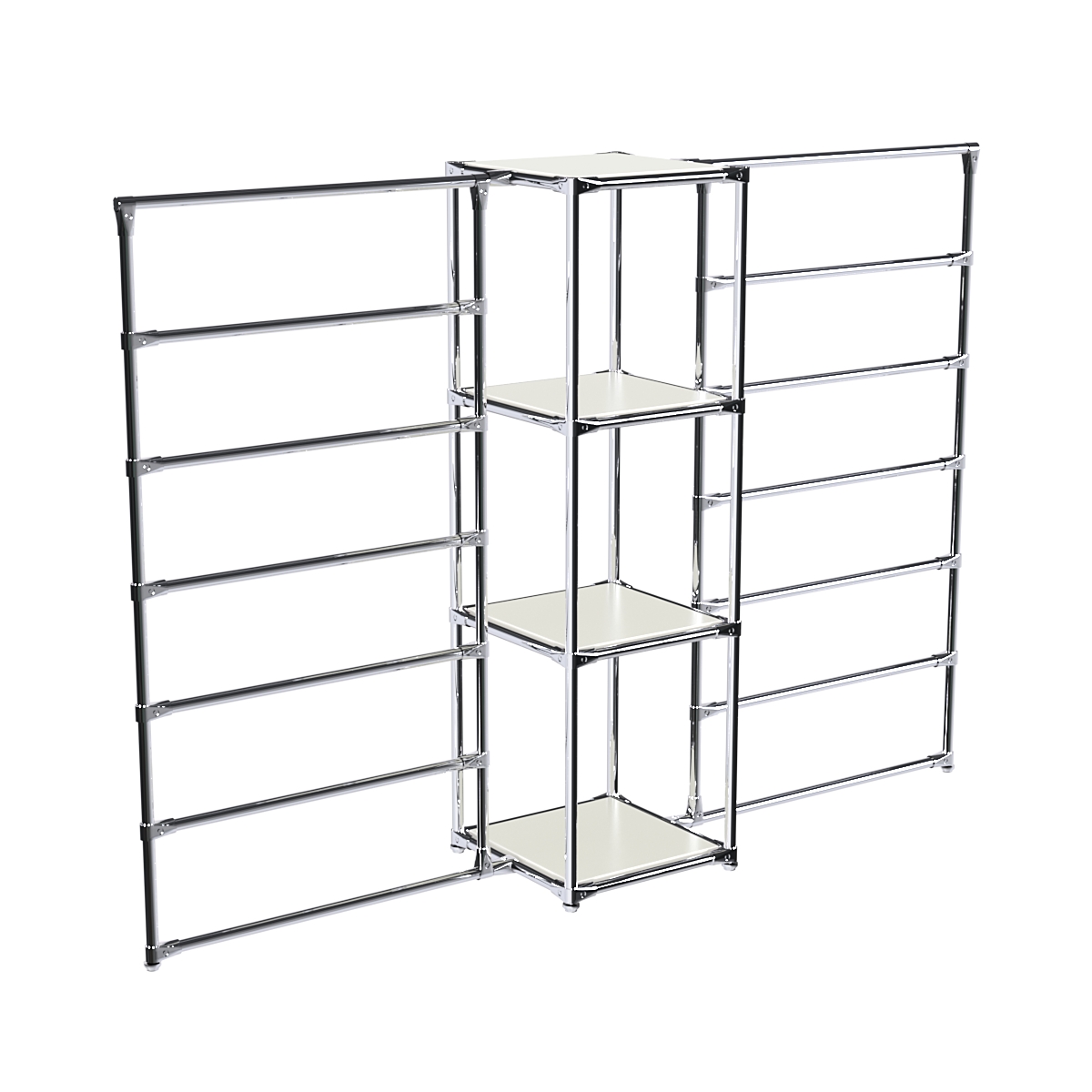 Хромированное вешало ГОРИЗОНТ №2-3 с полками ДСП 16мм Белый