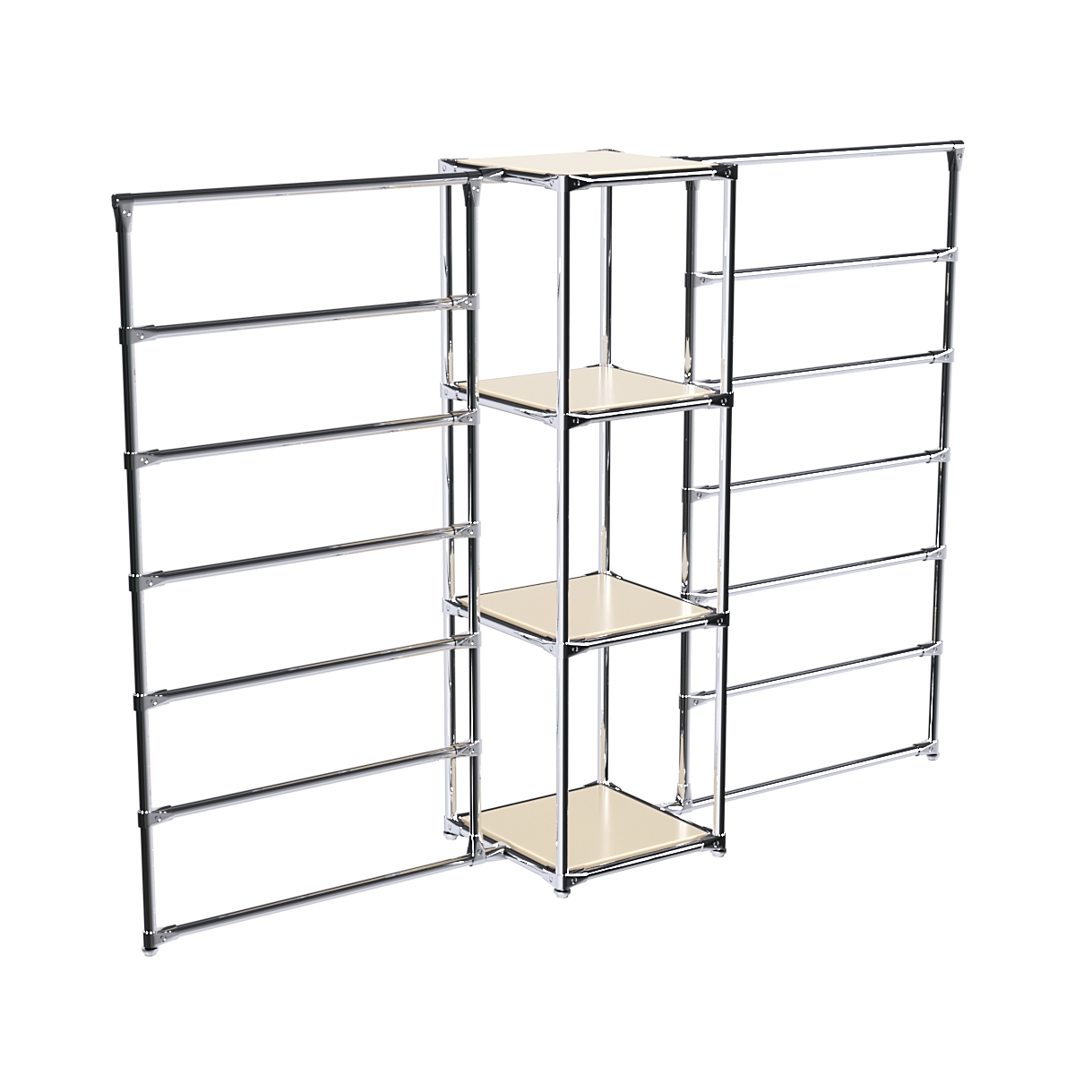 Хромированное вешало ГОРИЗОНТ №2-3 с полками ДСП 16мм Крем Вайс