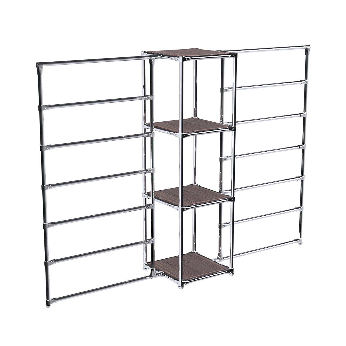 Хромированное вешало ГОРИЗОНТ №2-3 с полками ДСП 16мм Ясень Анкор темный - U31105