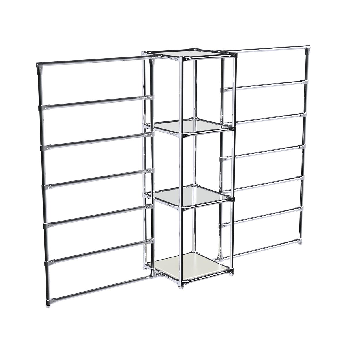 Хромированное вешало ГОРИЗОНТ №2-4 с зеркальными полками 4мм Белый