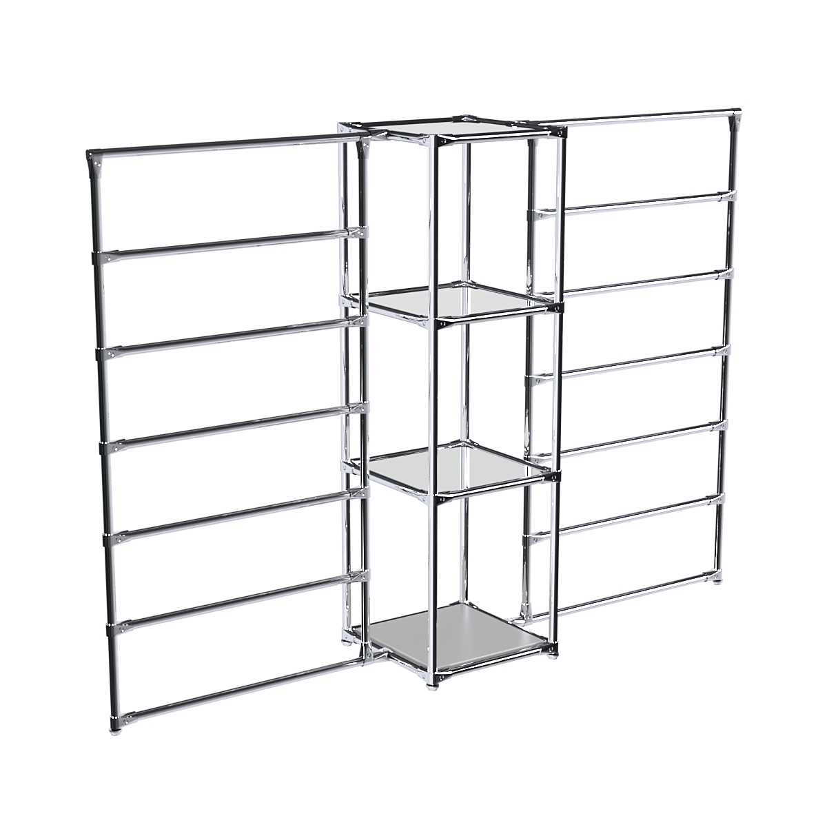 Хромированное вешало ГОРИЗОНТ №2-4 с зеркальными полками 4мм Серый